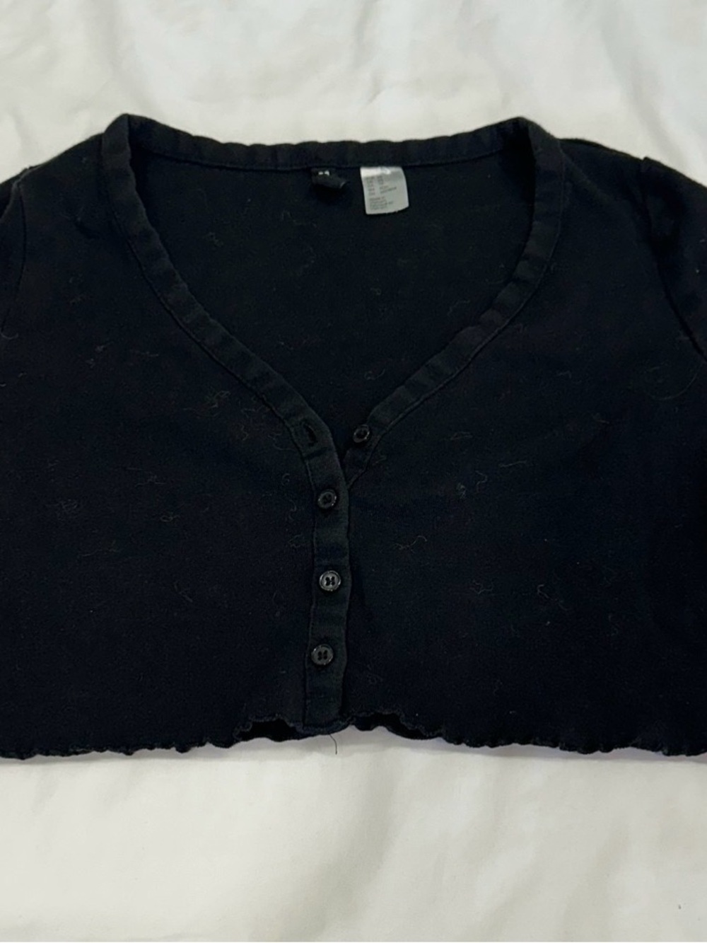 Divided Black Cropped Button-Up Top